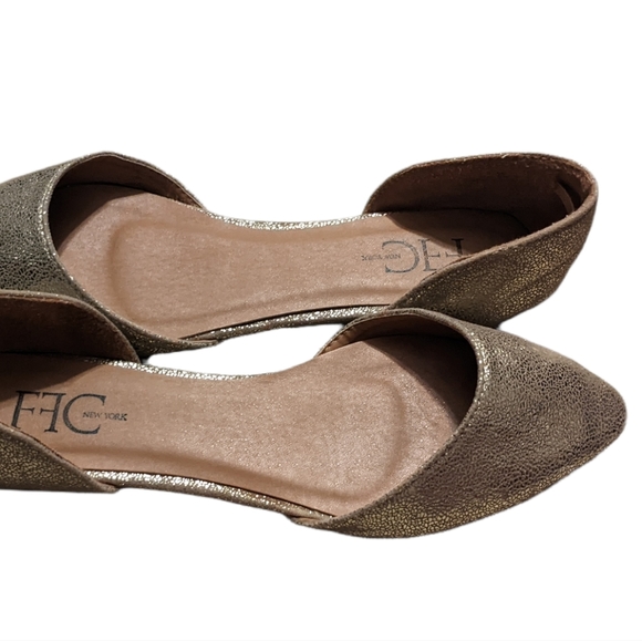 FFC New York Bale Gold Metallic D'ORSEY Flats 6.5 Golden Slippers - Picture 3 of 7